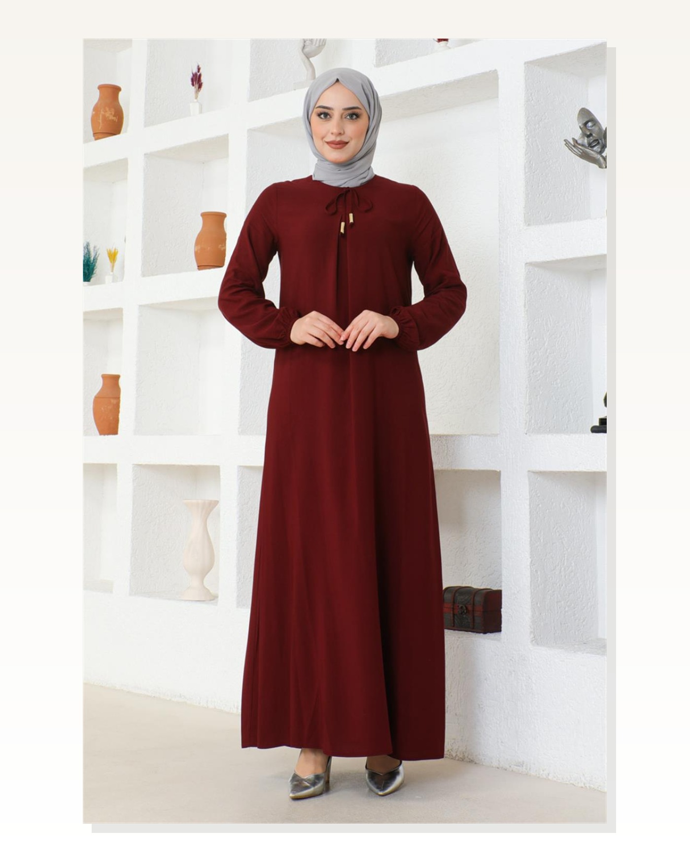A Pile Viskon Elbise BORDO Marketplace blank