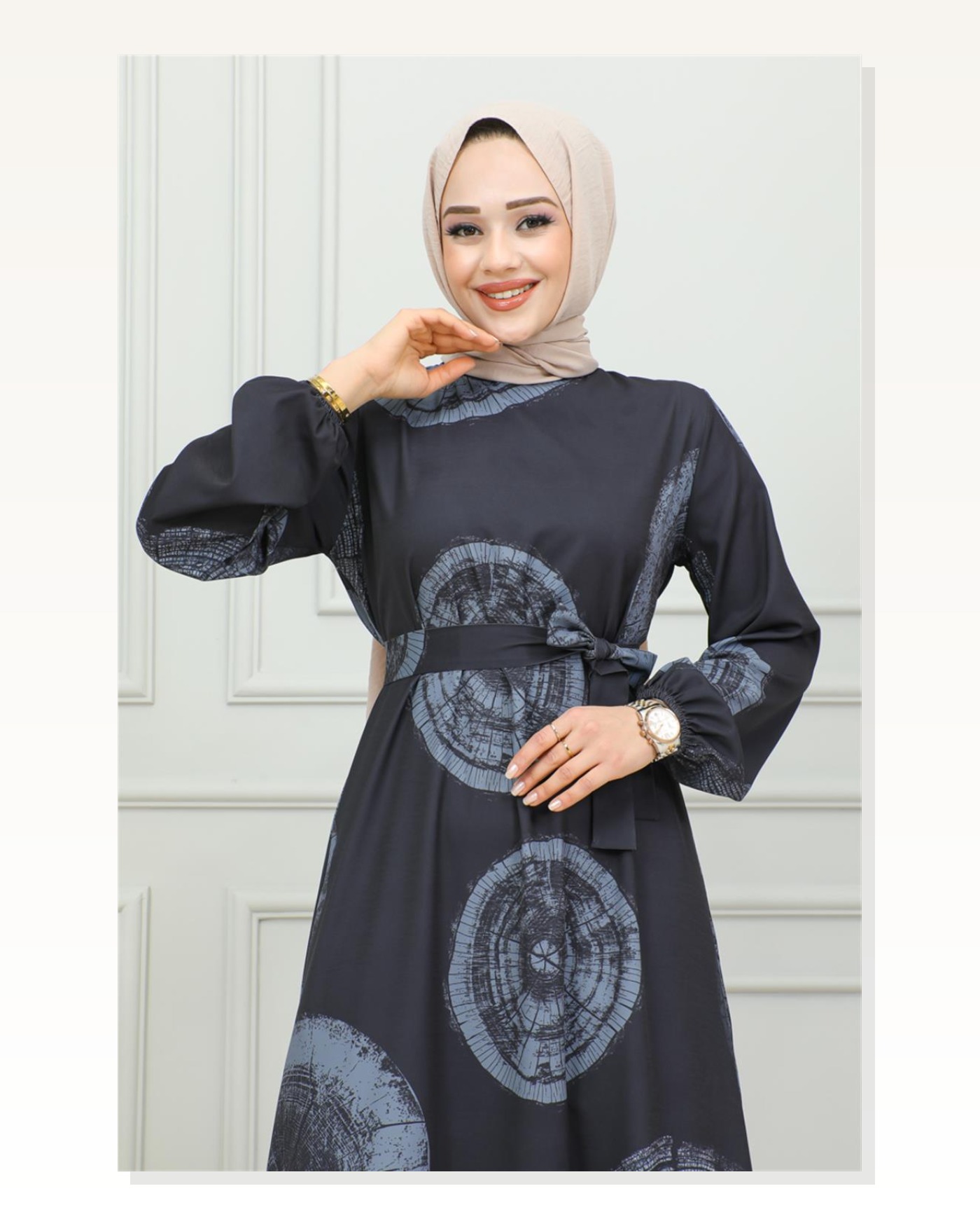 Aerobin Desenli Elbise LACİVERT Marketplace blank