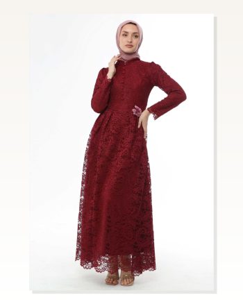 Ahunisa Henna Evening Dress Claret Red 5646