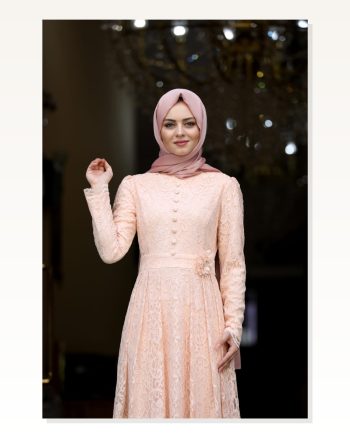 Ahunisa Henna Evening Dress Salmon 5646