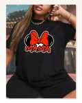 Anneler Günü Hediye Anne Temalı Baskılı Oversize Bisiklet Yaka T-shirt Siyah