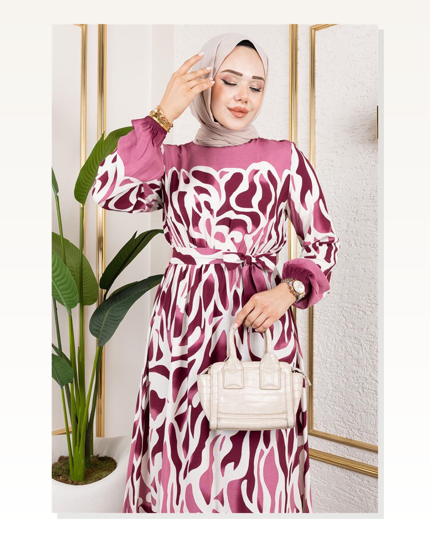 Batik Desenli Tesettür Elbise MÜRDÜM Marketplace blank