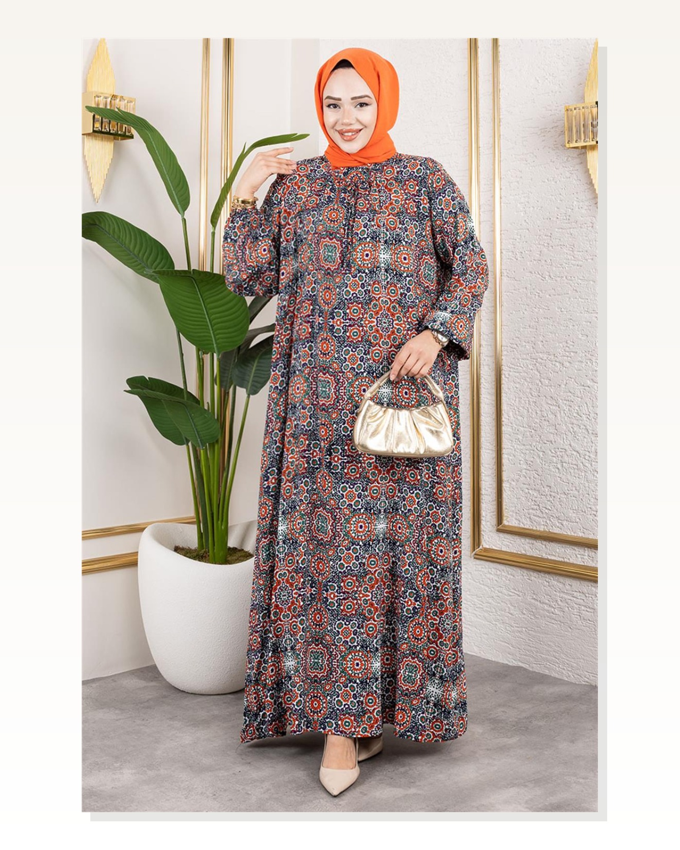 Büyük Beden Desenli Elbise ZÜMRÜT YEŞİLİ Marketplace blank