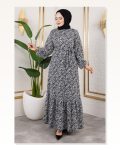 Çiçek Desenli Tesettür Elbise SİYAH Marketplace