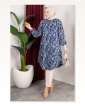 Desenli Boydan Düğmeli Tunik İNDİGO Marketplace