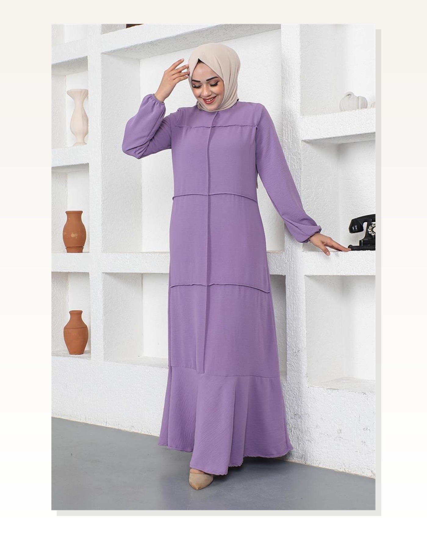 Dikiş Detaylı Model Elbise LİLA Marketplace blank