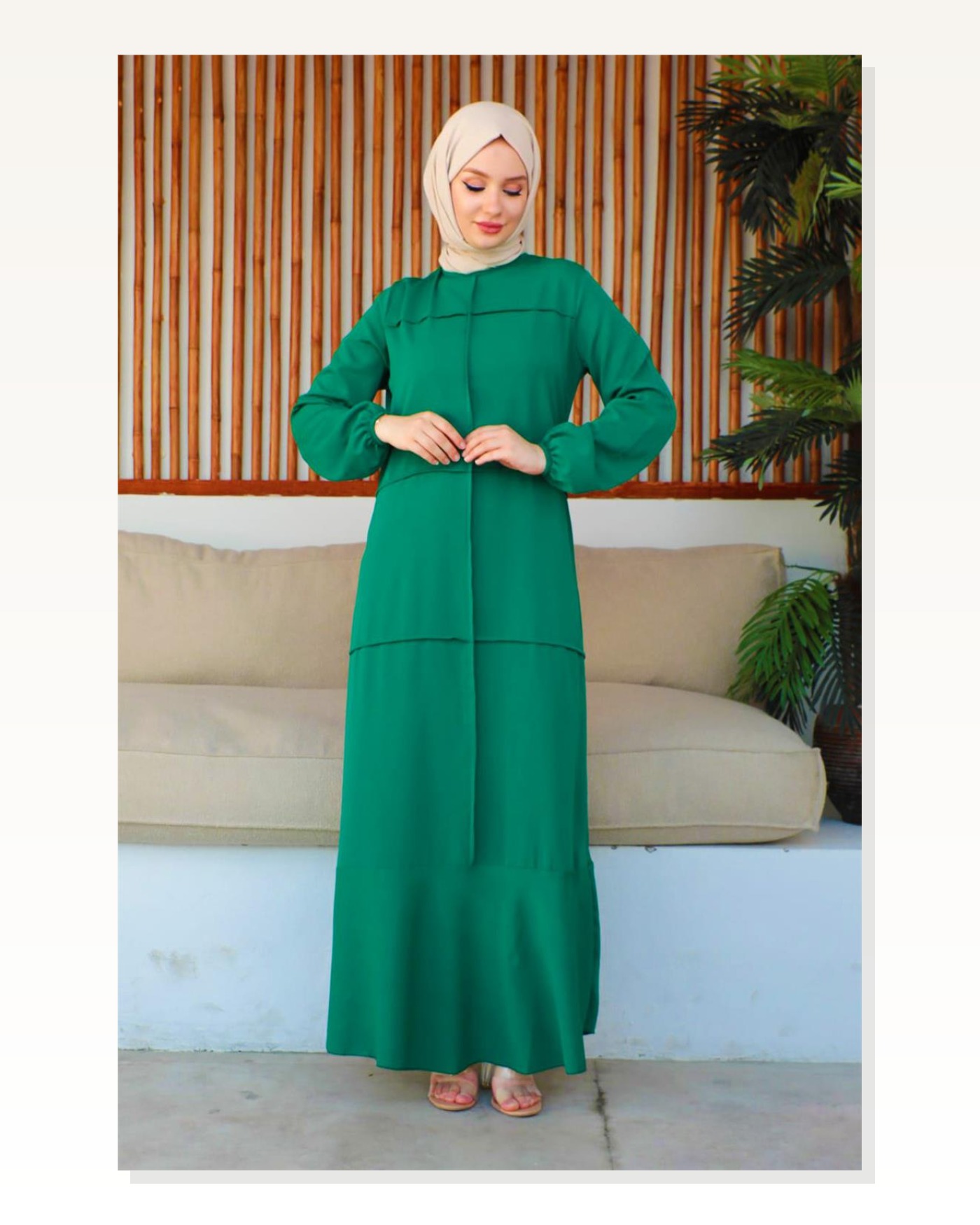 Dikiş Detaylı Model Elbise ZÜMRÜT YEŞİLİ Marketplace blank