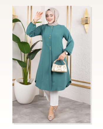 Düğme Detaylı Aerobin Tunik Mint