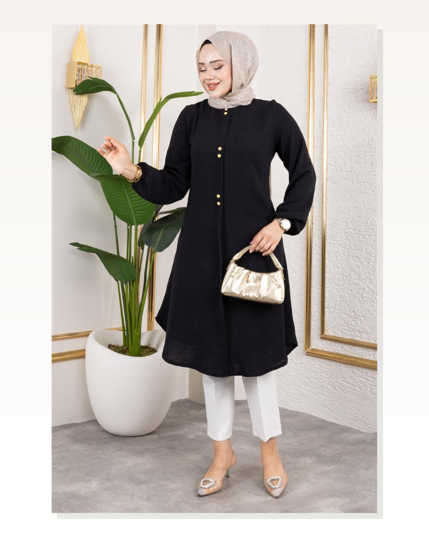 Düğme Detaylı Aerobin Tunik Siyah Marketplace blank