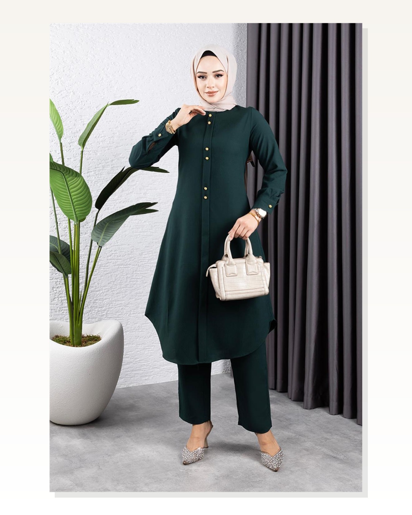 Düğmeli İkili Takım ZÜMRÜT YEŞİLİ Marketplace blank