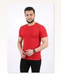 Erkek Basic Tişört Bisiklet Yaka Kısa Kol Günlük Yazlık Slim Fit T-shirt Kırmızı