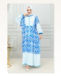Etnik Desenli Tesettür Elbise MAVİ Marketplace