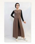 Fashionable Çizgi Stone Embroidered Pleated Vest Mink MC727 Marketplace