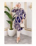 Geometrik Desen Viskon Tunik LACİVERT Marketplace