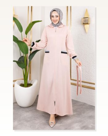 Kapüşonlu Ribanalı Ferace PUDRA