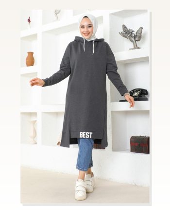 Kapüşonlu Spor Tunik Antrasit