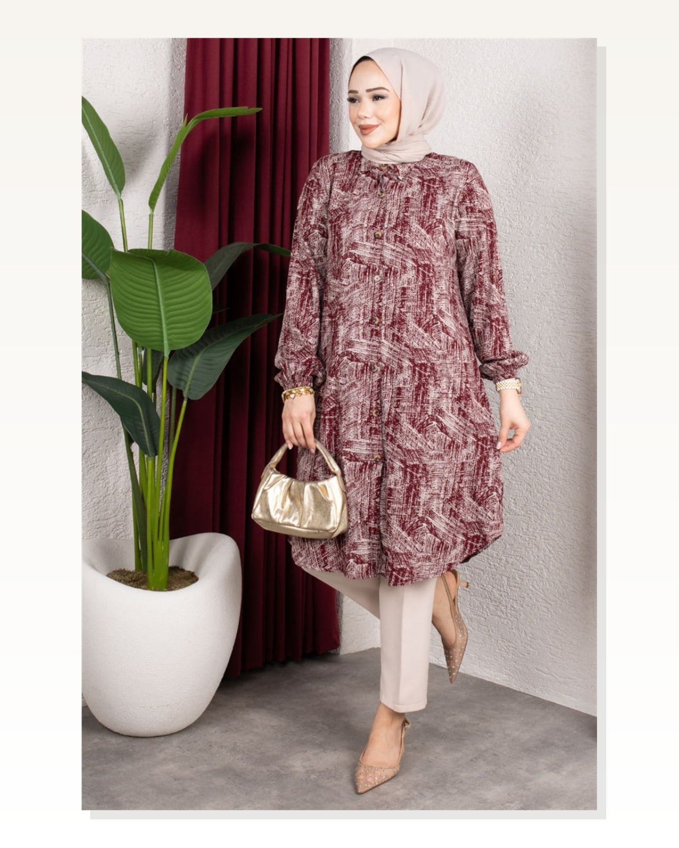 Kırçıl Desenli Viskon Tunik BORDO Marketplace blank