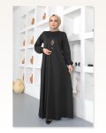 Kolyeli Bisiklet Yaka Tesettür Elbise SİYAH Marketplace