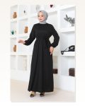 Kuşak Detaylı Tesettür Elbise SİYAH Marketplace
