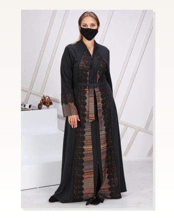 Laser Engraved Clipping Abaya 7118 Black