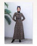 Leopar Desenli Elbise VİZON Marketplace