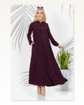 Medina Silk Hijab Pleat Detailed Abaya MC0165 Purple Marketplace