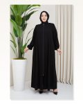 Medina Silk Hijab Pleat Detailed Abaya MDC-0165 Black Marketplace
