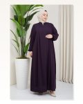 Medina Silk Hijab Pleat Detailed Abaya MDC-0165 Plum