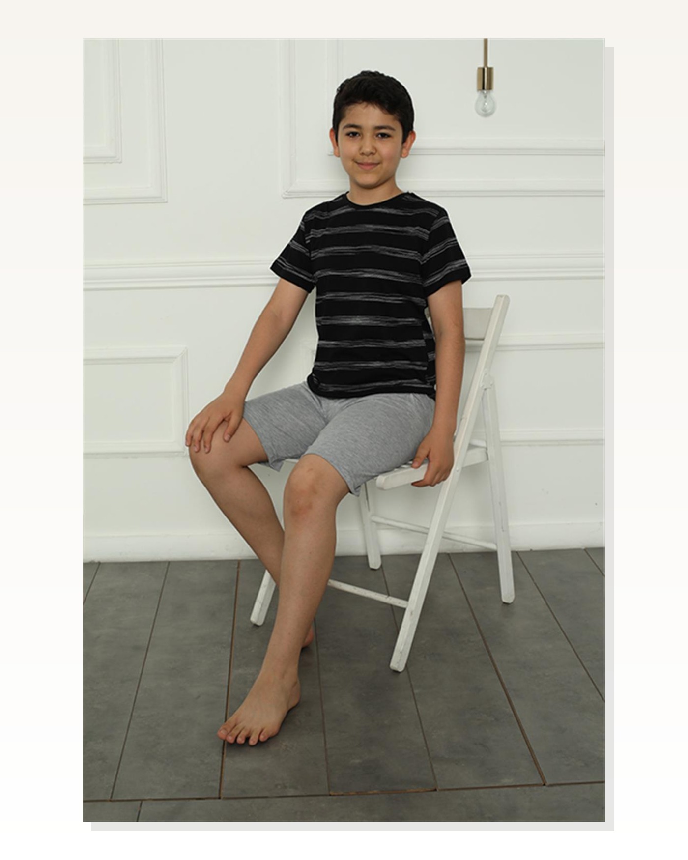 Moda Cartoon Boy's Combed Cotton Shorts Pajama Set 20392 Marketplace blank
