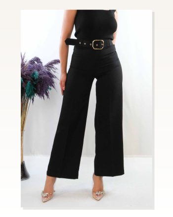 Moda Çizgi Belted Trousers Black