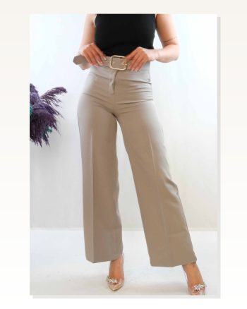 Moda Çizgi Belted Trousers Gray