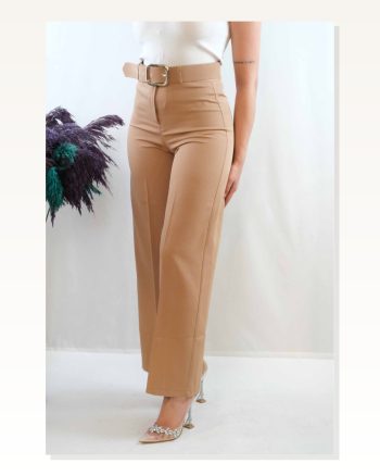 Moda Çizgi Belted Trousers Mink