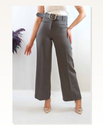Moda Çizgi Belted Trousers Smoked