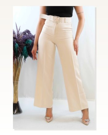 Moda Çizgi Belted Trousers White