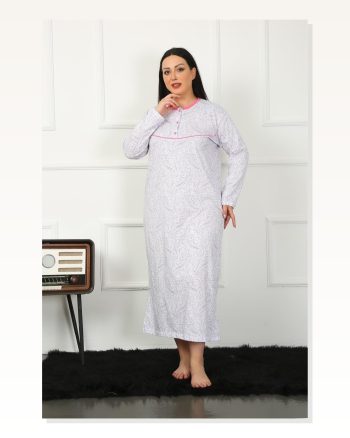 Moda Çizgi Big Uzun Kol Fuşya Anne Gecelik 1359