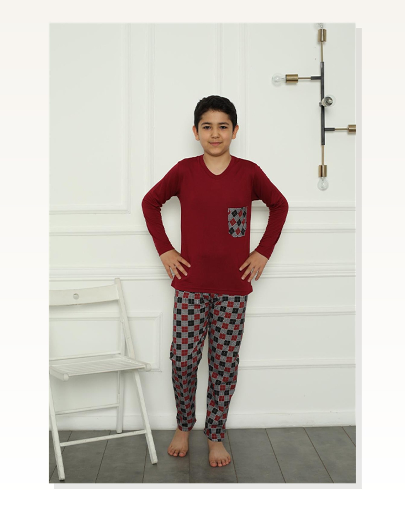 Moda Çizgi Boy Combed Cotton Pajama Set 20385 Marketplace blank