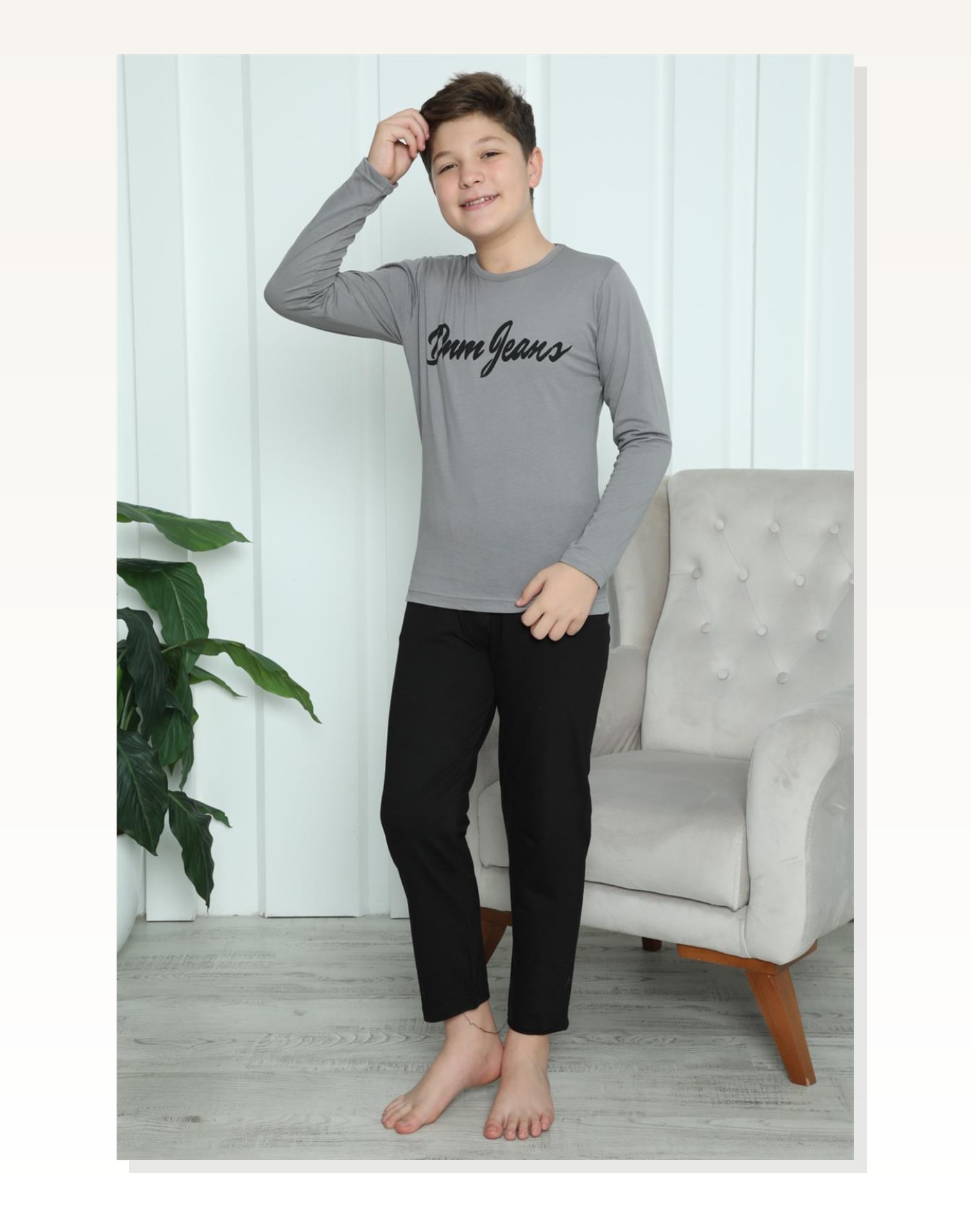 Moda Çizgi Boy Combed Cotton Pajama Set 20416 Marketplace blank
