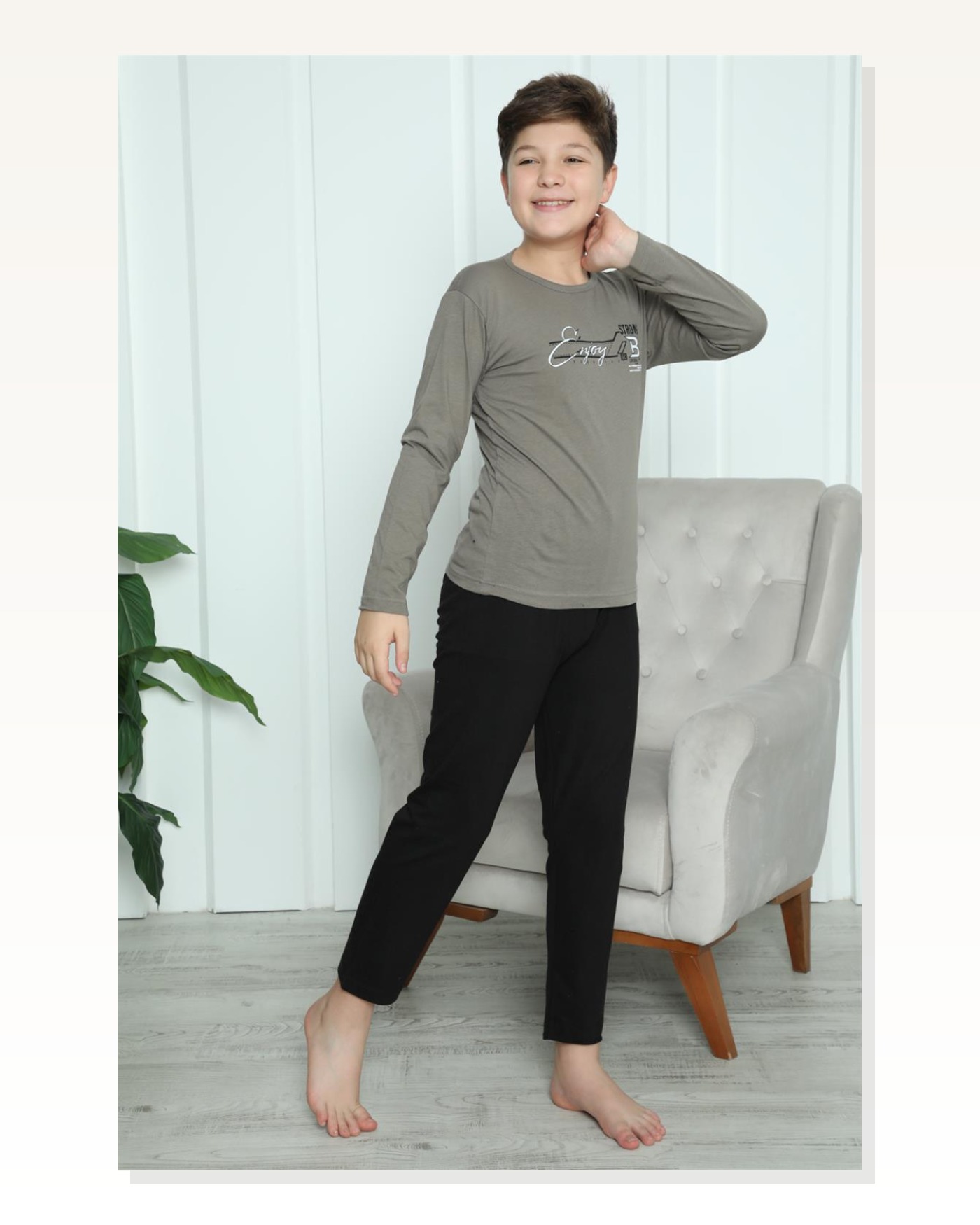 Moda Çizgi Boy Combed Cotton Pajama Set 20418 Marketplace blank