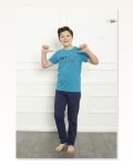 Moda Çizgi Boy's Cotton Short Sleeve Pajama Set 20379