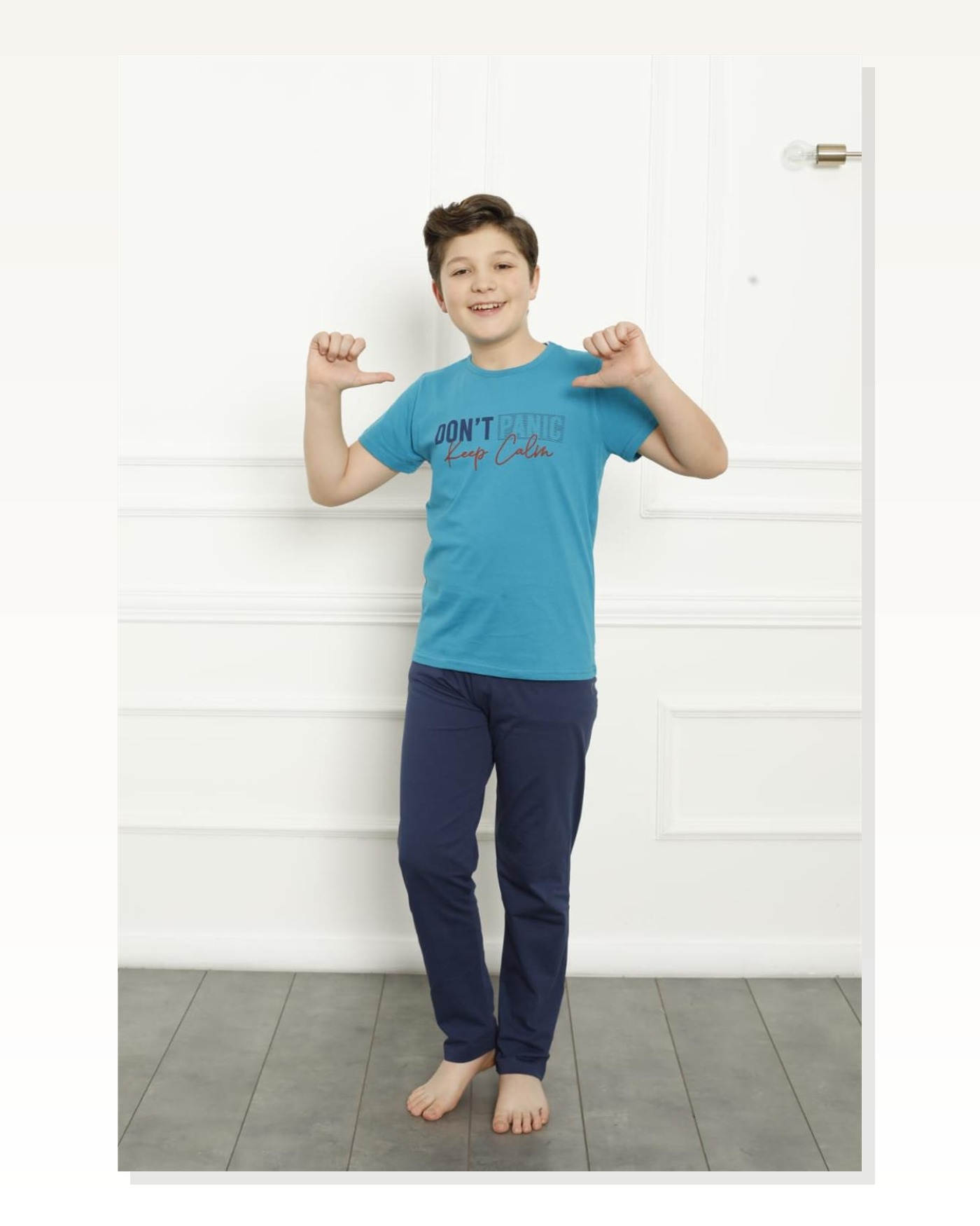 Moda Çizgi Boy's Cotton Short Sleeve Pajama Set 20379 Marketplace blank