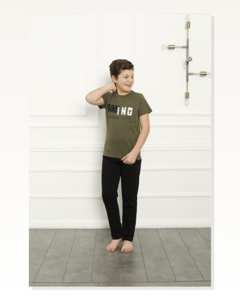 Moda Çizgi Boy's Cotton Short Sleeve Pajama Set 20384