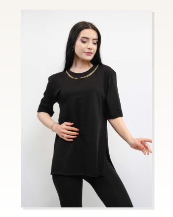 Moda Çizgi Chain Accessory Tshirt Black