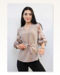 Moda Çizgi Chiffon Sleeve Blouse Mink Marketplace