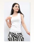 Moda Çizgi Cotton Collar Knitwear Undershirt White