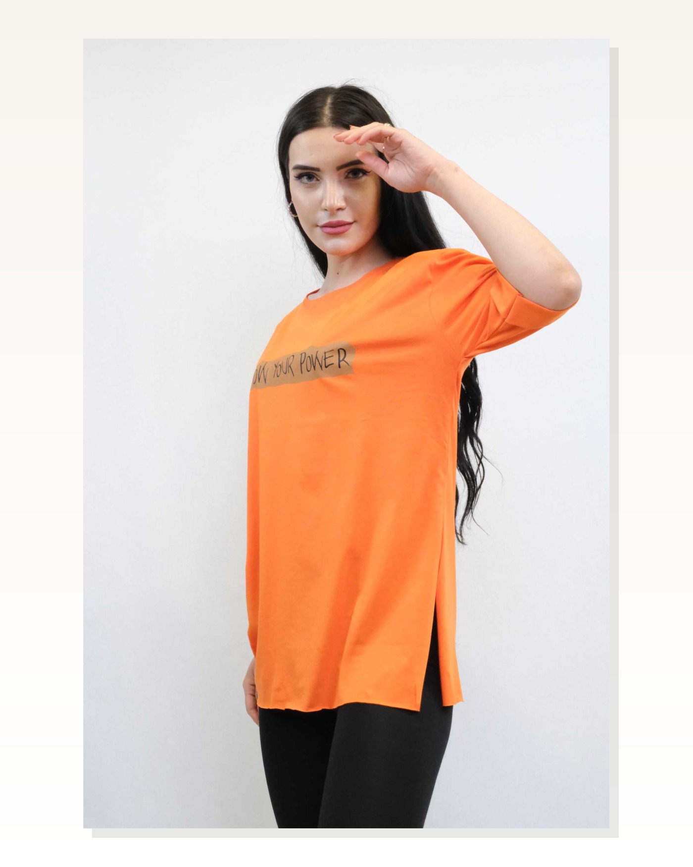 Moda Çizgi Crew Neck Oversize Tshirt Orange Marketplace blank