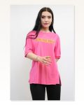 Moda Çizgi Crew Neck Oversize Tshirt Pink