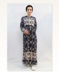 Moda Çizgi Daisy Pattern Dress Navy Blue Marketplace
