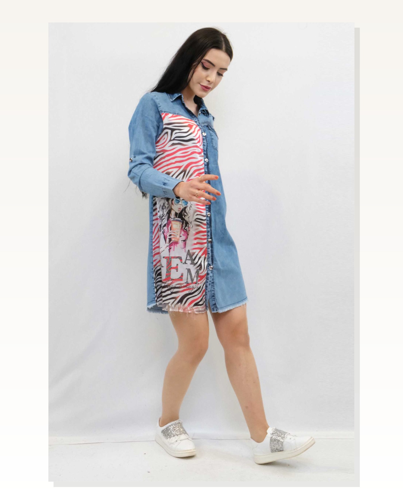 Moda Çizgi Design Denim Dress Marketplace blank