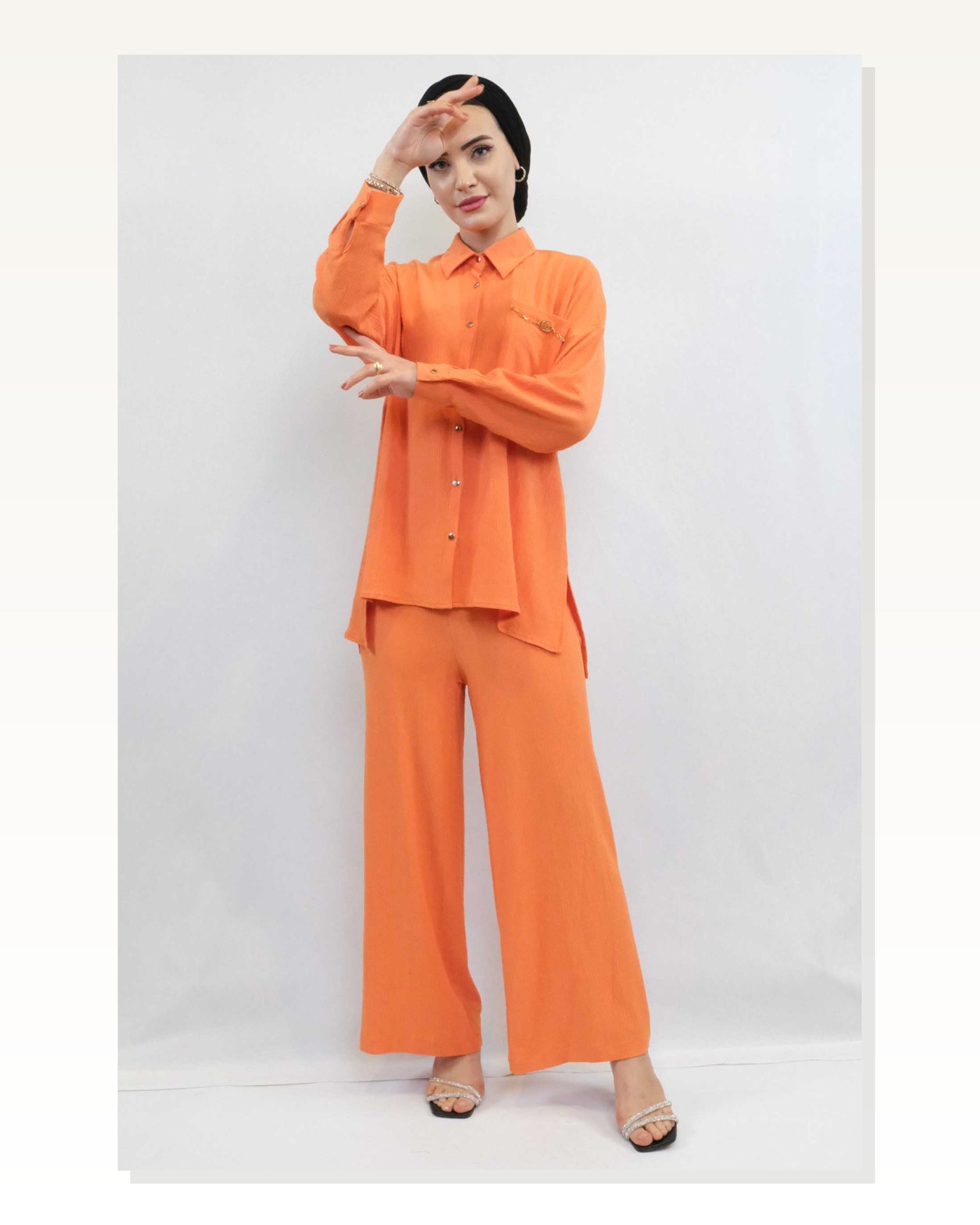 Moda Çizgi Double Suit with Chain Accessories Orange Marketplace blank