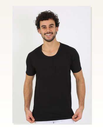 Erkek Moda Çizgi Açık Yaka Siyah Penye Atlet 6565